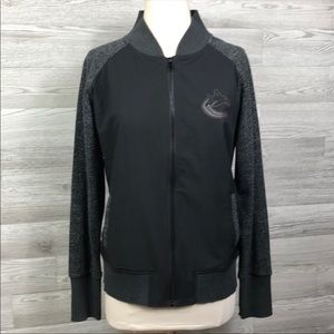 Hockey Full Zip Canucks Jacket Vancouver Fan Gear Large Charcoal NHL Licensed